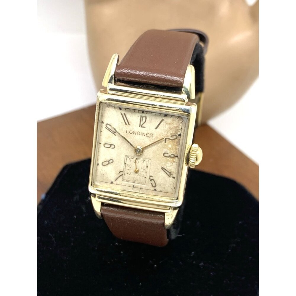 Longines Men's Watch 1940'S Vintage 9L Swiss Manual Wind Rectangular 10k GF Case